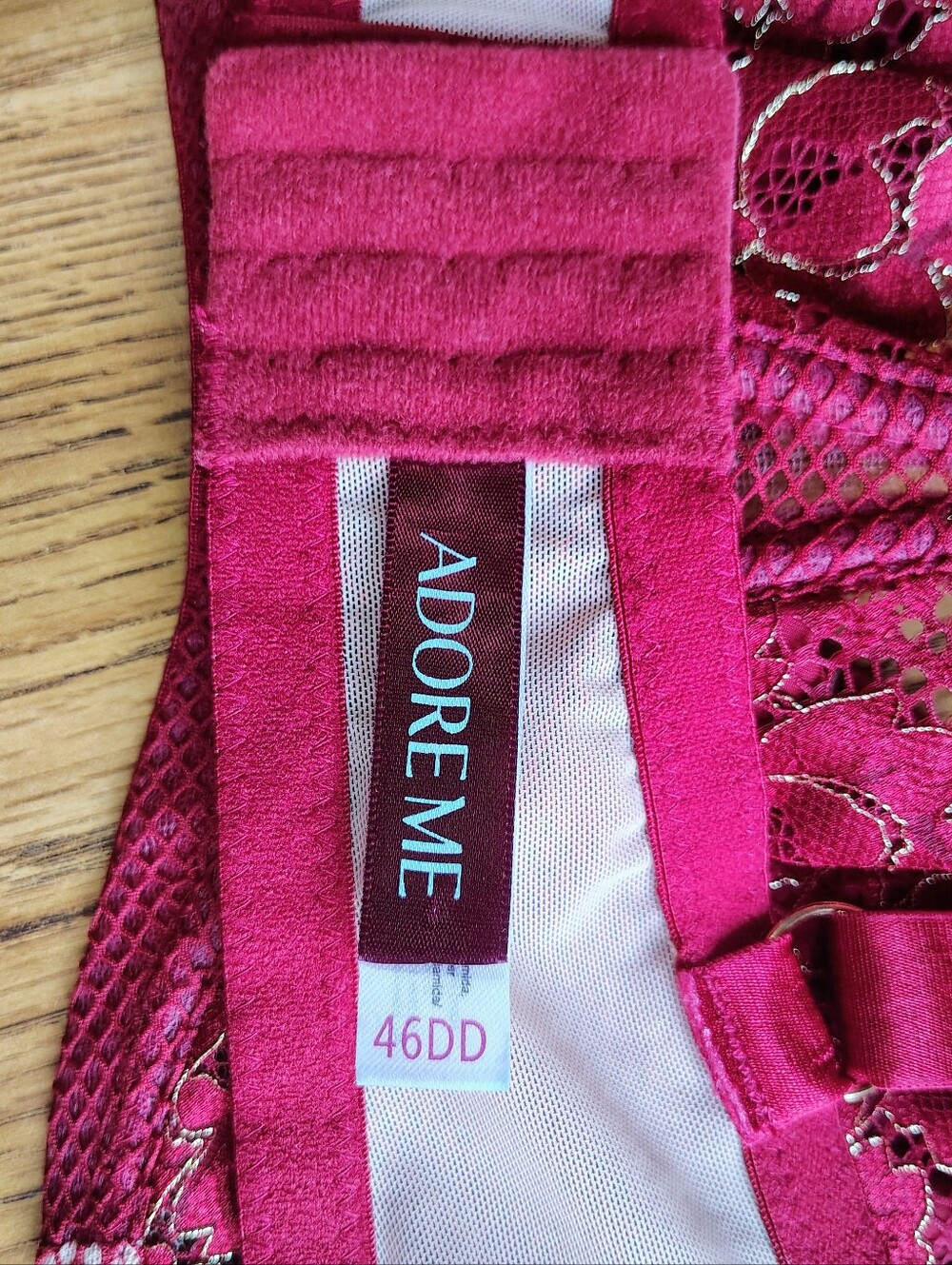 Adore Me Women's Lace Mesh Underwire Bra & Bikini Set Deep Wine sz 46DD. - Picture 9 of 16